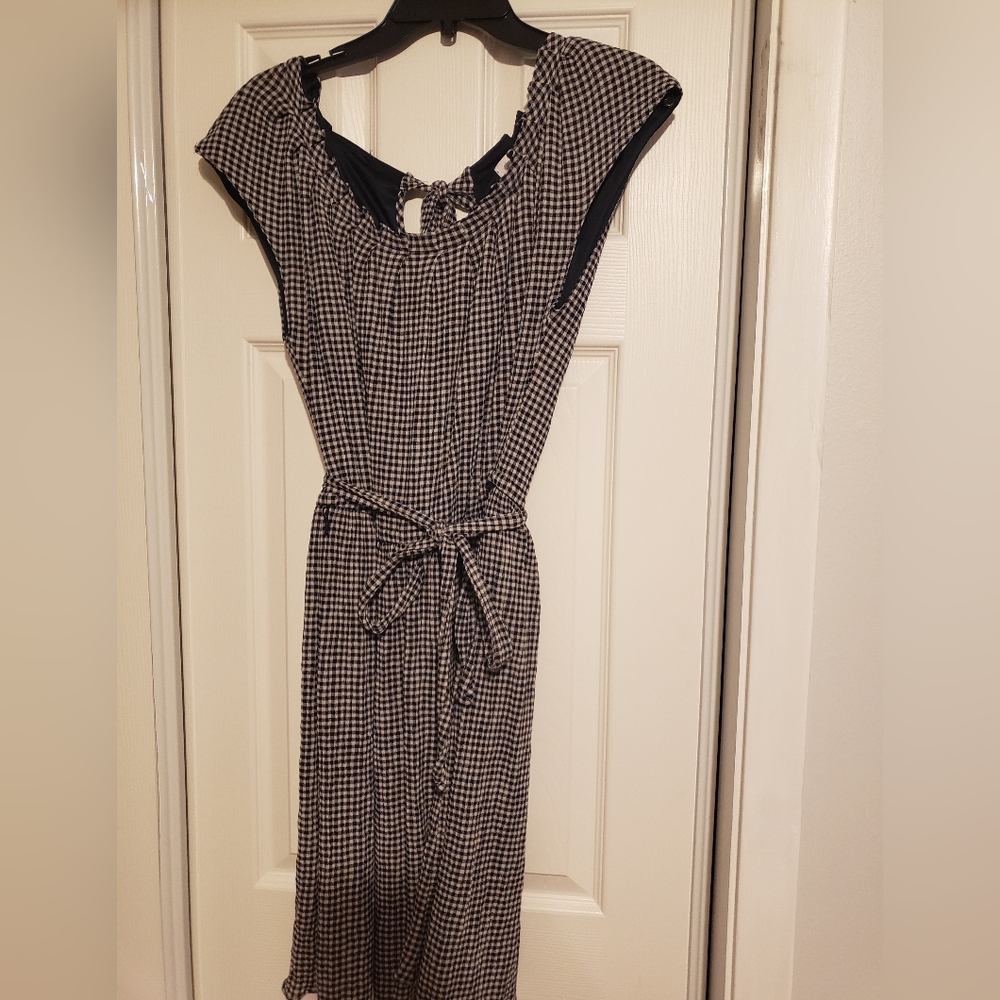 LC Lauren Conrad Navy and White Midi Dress
